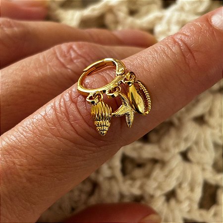 Brinco argola Praia Buzios, Estrela e Concha do Mar