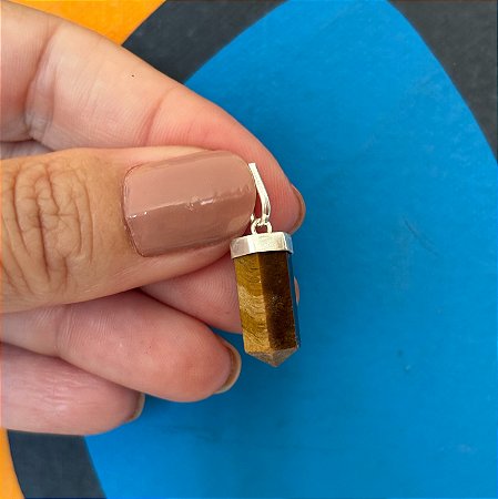 Pingente Ponta Olho de Tigre e Prata 925