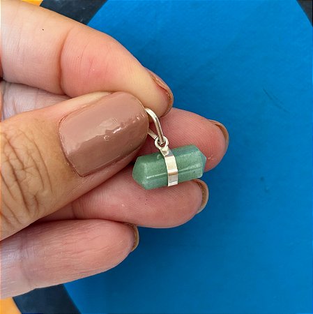 Pingente BiPonta Quartzo Verde com acabamento Prata 925