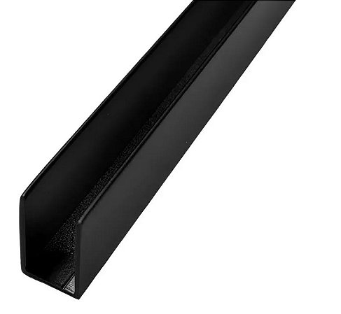 Perfil Alumínio Tipo U P/ Vidro Vão 6mm  (1 metro) - Preto