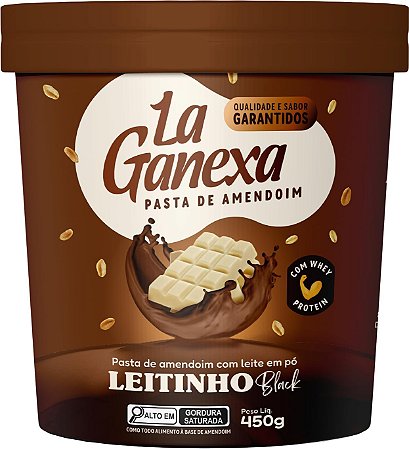 Pasta de Amendoim com Whey Protein sabor Leitinho Black 450g La Ganexa
