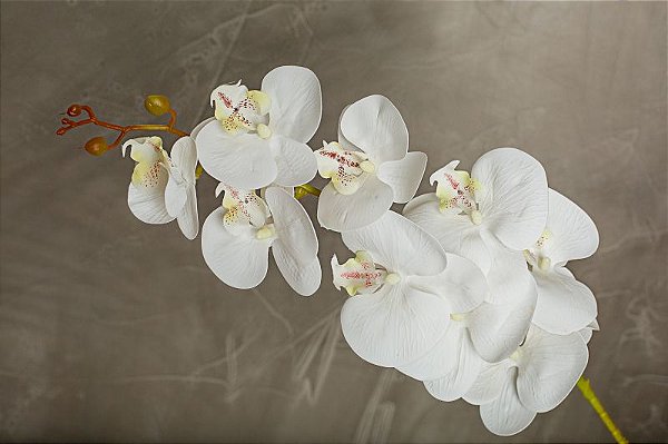 ORQUIDEA SILICONE TOQUE REAL BRANCA X9 110CM FLOR ARTIFICIAL 12941B