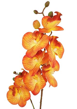 ORQUIDEA ARTIFICIAL LARANJA 3D X8 GALHO DUPLO 100CM 11943L