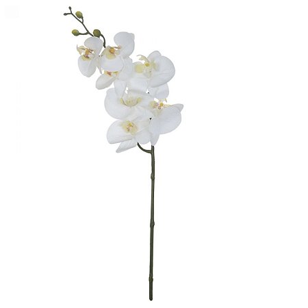 ORQUIDEA PREMIUM BRANCA SILICONE TOQUE REAL FLOR ARTIFICIAL X7 63CM 13838