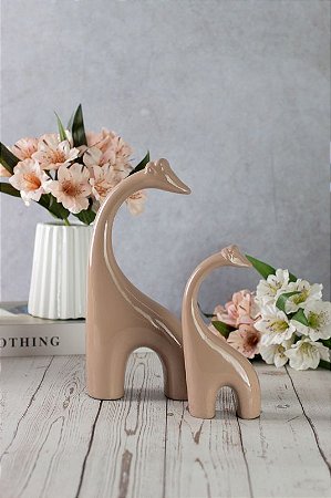 ENFEITE DE CERAMICA DUPLA DE GIRAFAS MADAGASCAR BRILHO 128259