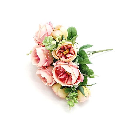 FLOR ARTIFICIAL PEONIA BUQUE C/8 FLORES 34CM ROSA CLARO 128516