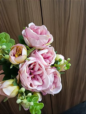 PEONIA FLOR ARTIFICIAL BUQUE X8 34CM LILÁS 128517