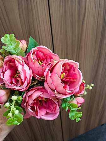 PEONIA FLOR ARTIFICIAL BUQUE X8 34CM ROSA 128519
