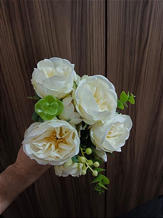 PEONIA FLOR ARTIFICIAL BUQUE X8 34CM BRANCO 128520