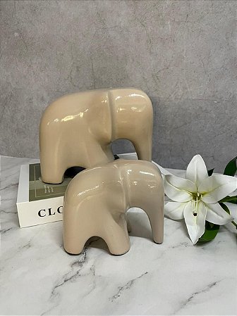 FAMILIA DE ELEFANTE CAPUCCINO BRILHO 128262