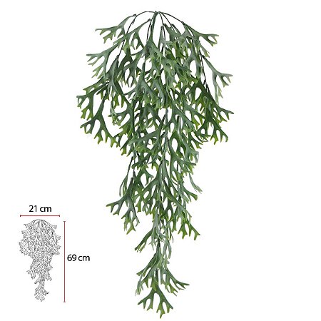 PLANTA ARTIFICIAL CHIFRE DE VEADO PENDENTE 77CM VERDE 8707