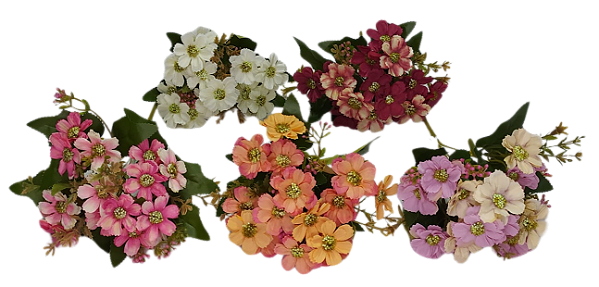 FLORES ARTIFICIAIS MINI MARGARIDAS 15 BOTÕES 27CM 128169