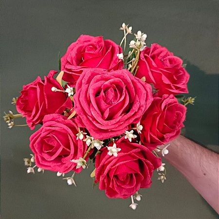 BUQUE DE ROSAS C/ 7 29CM VERMELHO 128686