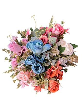 ROSAS ARTIFICIAIS BUQUE C/ 5 GALHOS 32CM 129028