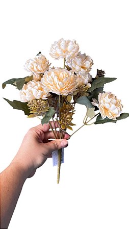 BUQUE CRISANTEMO 25CM FLOR ARTIFICIAL CHAMPANHE 129099