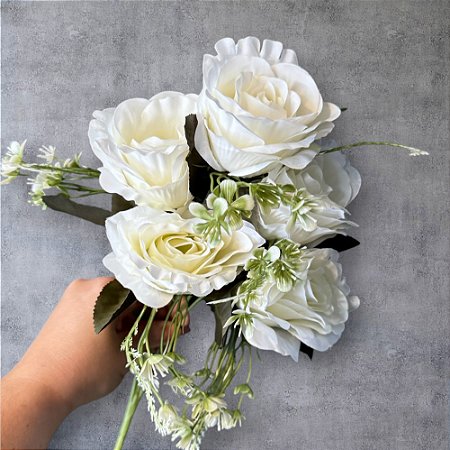 BUQUE DE ROSAS ARTIFICIAIS BRANCO AVON 30CM 129092