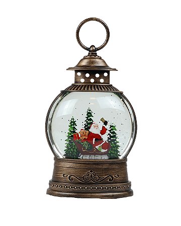 LANTERNA PAPAI NOEL 12,5X20CM LUZ E MUSICA CABO USB 129158