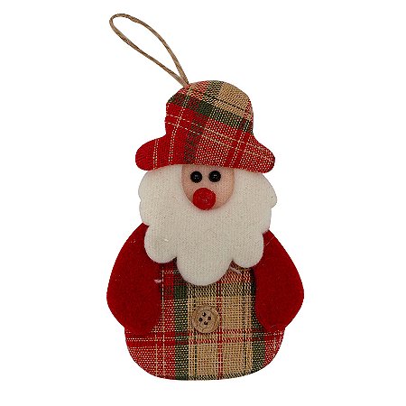 ENFEITE ARVORE PAPAI NOEL TECIDO 8,5X13CM XADREZ 129134