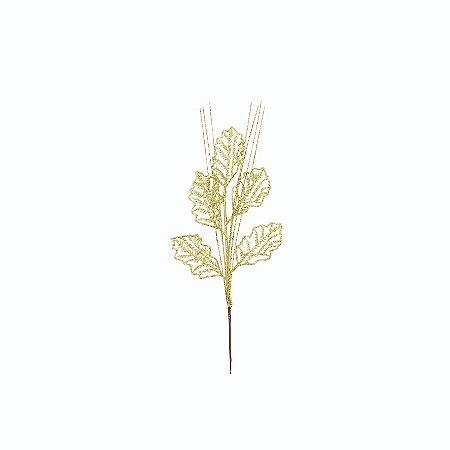 GALHO FOLHAS GLITER 30CM DOURADO FOLHA 129131