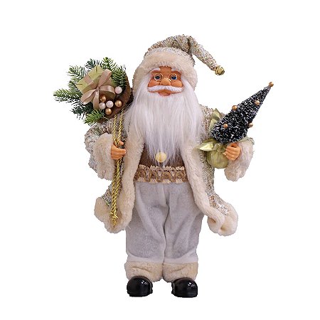 PAPAI NOEL ARVORE SACO DE PRESENTE 40CM DOURADO 129120
