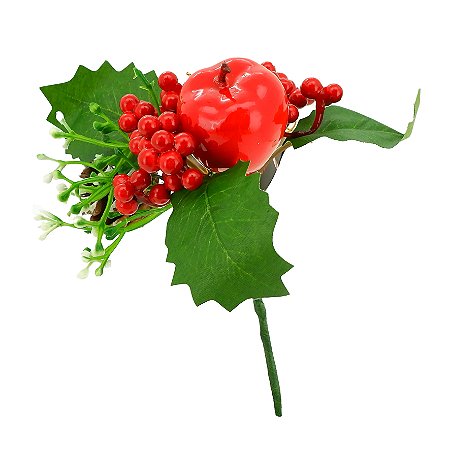 GALHO PICK PINHAS/BERRIES NATAL 22CM MAÇA 129277