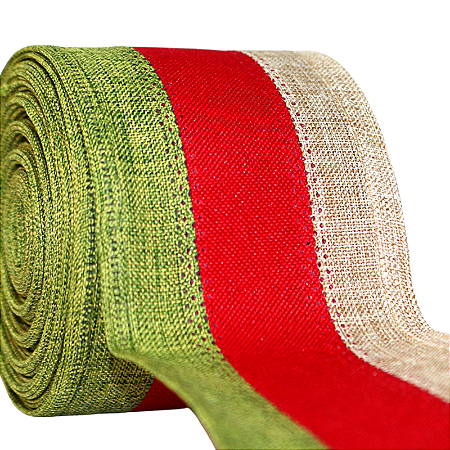FITA NATALINA ARAMADA LUXO 6,3CM X 9M VERDE VERMELHO BEGE 129216