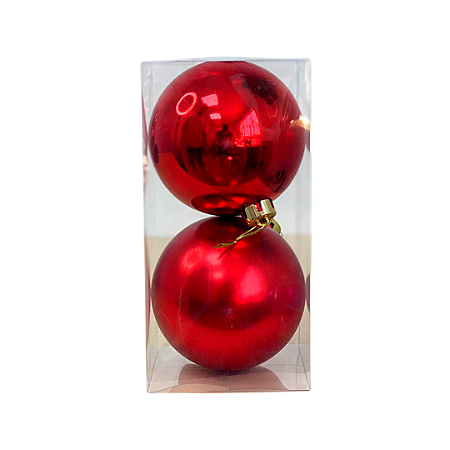 KIT BOLA DE NATAL 12CM C/2 UN VERMELHO 129362