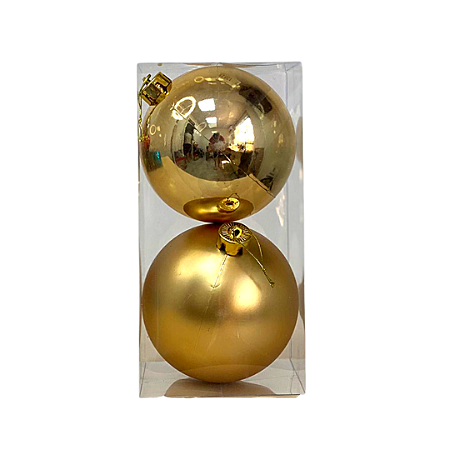 KIT BOLA DE NATAL 12CM C/2 UN DOURADO 129361