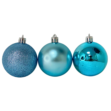 KIT BOLA DE NATAL 8CM C/6 UN AZUL TURQUESA 129200