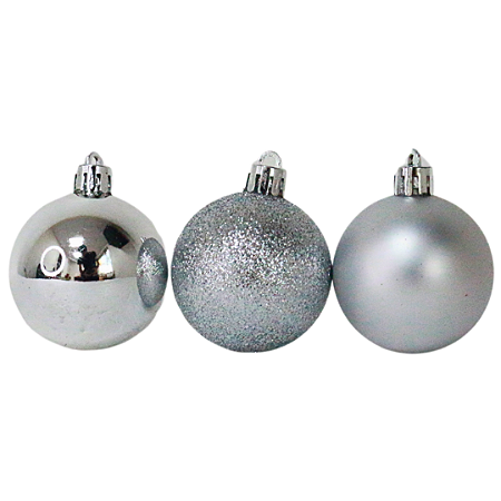 KIT BOLA DE NATAL 8CM C/6 UN PRATA 129233