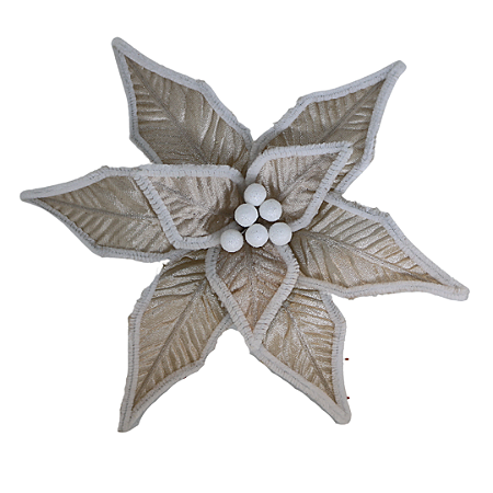 FLOR DE NATAL AVELUDADA CHAMPANHE BEGE 27CM CABO 30CM 129223