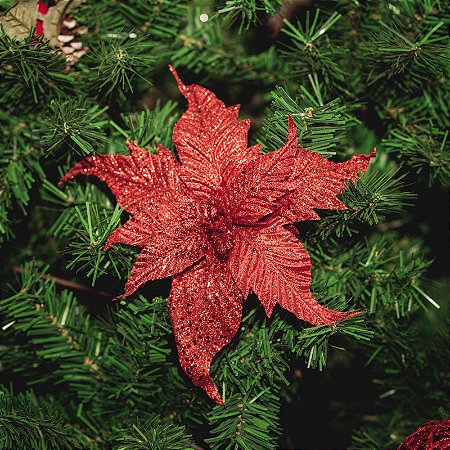 FLOR DE NATAL POINSETIA VERMELHA 30CM 9977V