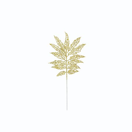 GALHO FOLHAS 30CM GLITER DOURADO PLANTA 129184