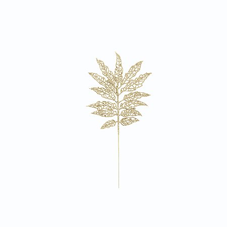 GALHO FOLHAS 30CM GLITER CHAMPANHE PLANTA 129176