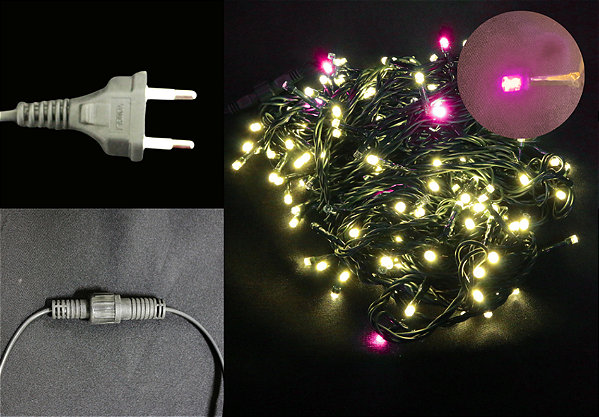 PISCA LED 20M 200 LEDS BRANCO QUENTE 110V USO EXTERNO 129438