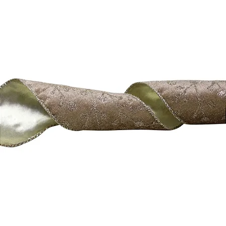 FITA NATAL ARAMADA LUXO 6,3CM X 9M BEGE CHAMPANHE 129637