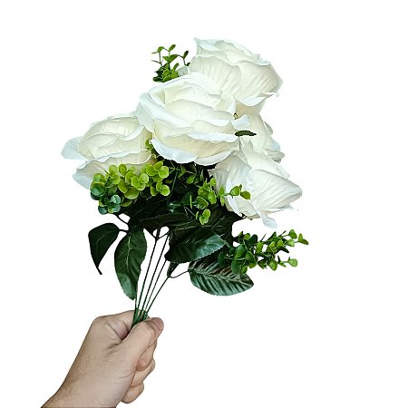 ROSA ARTIFICIAL BUQUE 5 BOTOES NATURA  BRANCO  129096