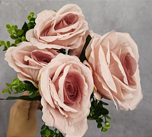 BUQUE DE ROSA NATURA ROSA ESCURO 24CM 129983