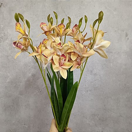 BUQUE ORQUIDEA ARTIFICIAL CYMBIDIUM CHA 3D X5 50CM 130004