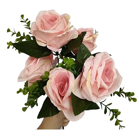 KIT ATACADO 10 BUQUE DE ROSA NATURA ROSA 24CM 130222