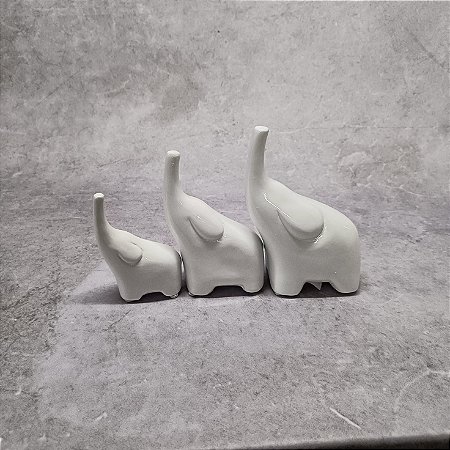 TRIO DE ELEFANTES BRANCO BRILHO 130135