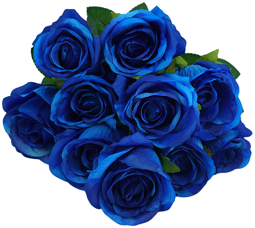 BUQUE DE ROSAS ARTIFICIAIS C/10 BOT 50CM 13875 - Az - Azul