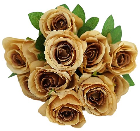 BUQUE DE ROSAS ARTIFICIAIS C/10 BOTÕES TERRA COTA 50CM 128807