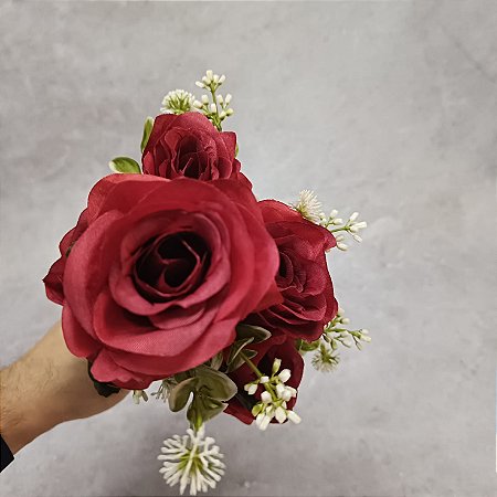ROSA ARTIFICIAL BUQUE 5 BOTOES 39CM 130404