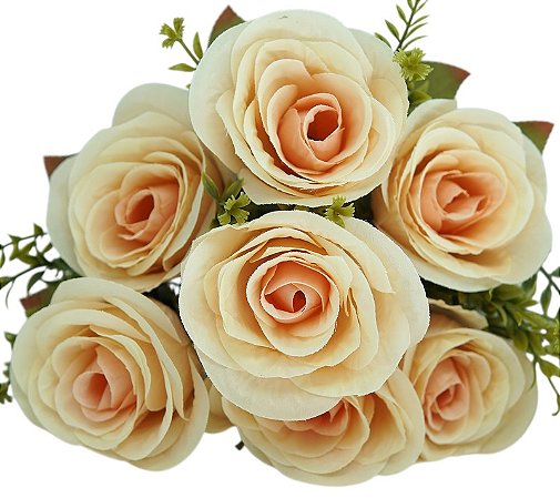 BUQUE DE ROSAS BOTOES X7 46CM CHAMPANHE 130472