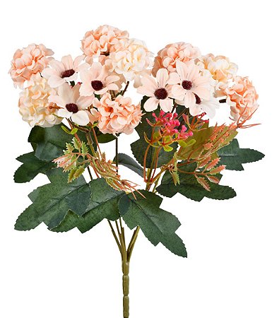 BUQUE MISTO CRISANTEMO E MARGARIDA 30CM X5 LARANJA SALMAO 130544