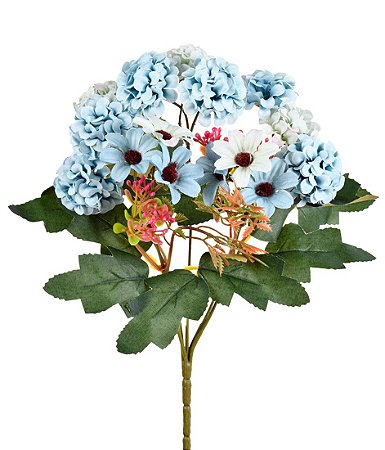 BUQUE MISTO CRISANTEMO E MARGARIDA 30CM X5 AZUL 130542