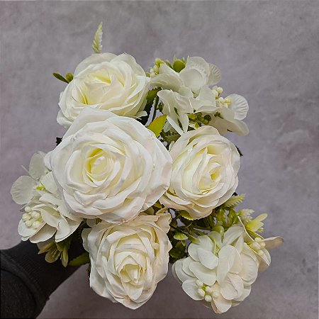 BUQUE DE ROSA E HORTENSIA  BRANCO 130608