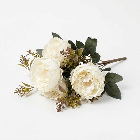 BUQUE DE CAMELIA X7 25CM CREME 130733