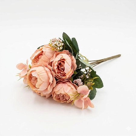 BUQUE DE PEÔNIA ARTIFICIAL ROSA CLARO X5 25CM 130727